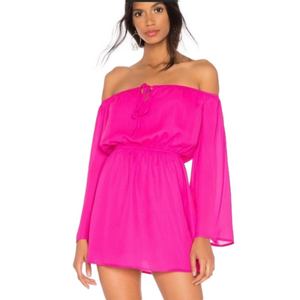 NWT REVOLVE SUPERDOWN HOT PINK Barbie OFF SHOULDER COCKTAIL PARTY MINI DRESS